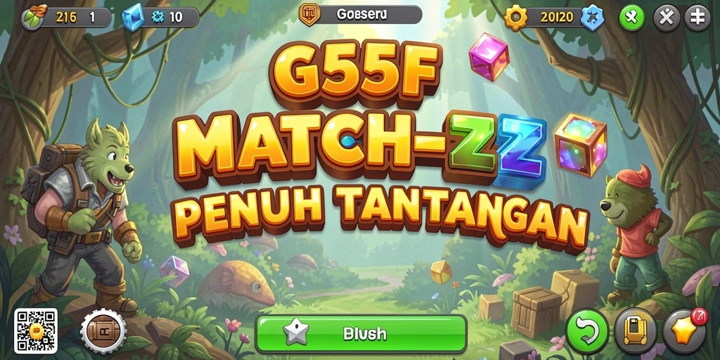Tampilan gameplay 555F yang seru dalam mencocokkan permata.