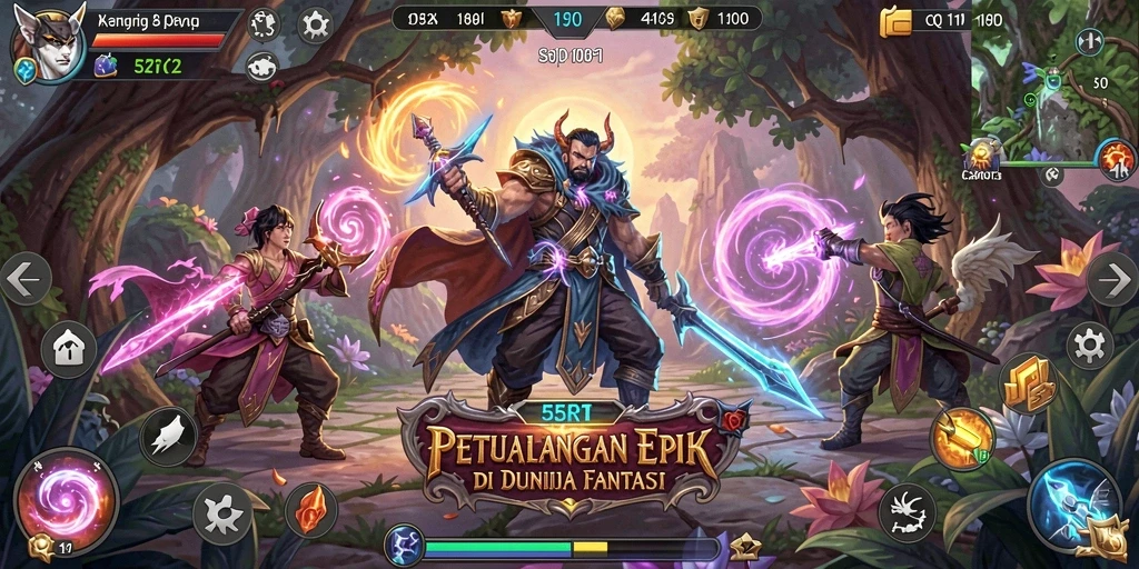 Tampilan gameplay seru 55RT dalam petualangan ARPG.