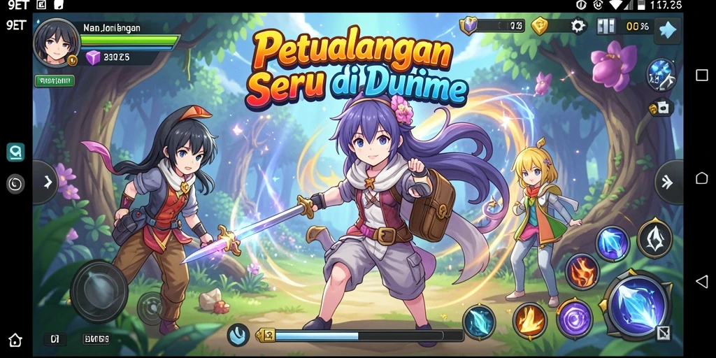 Gameplay seru dalam 9ET dengan karakter Anime favorit.