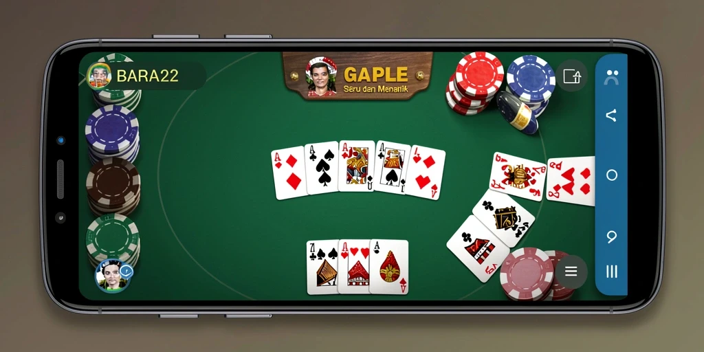 Screenshot gameplay BARA22 menunjukkan keseruan bermain Gaple.