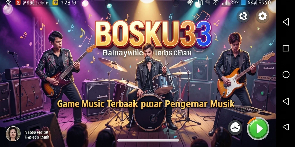 Screenshot utama BOSKU33 menampilkan gameplay yang penuh energi dan musik.