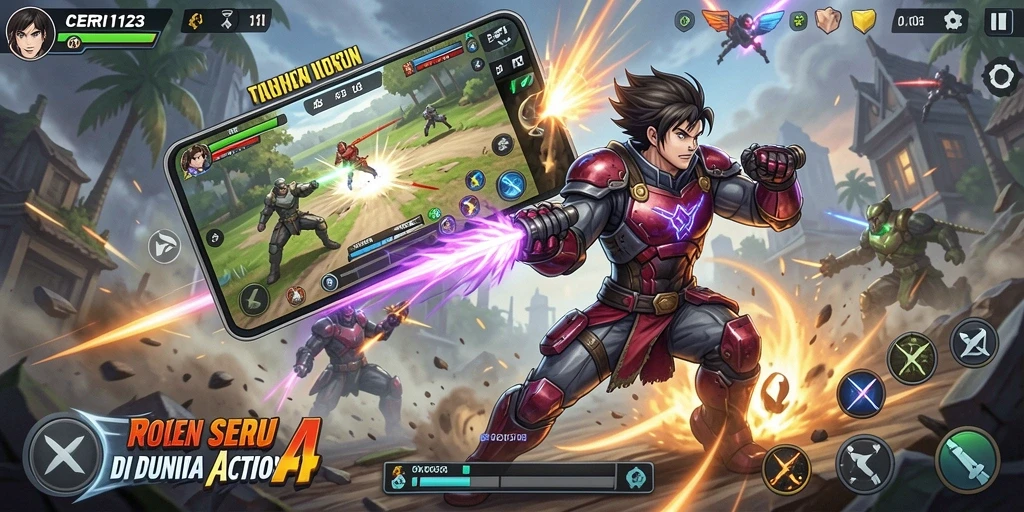 Tangkapan layar gameplay <strong>CERI123</strong> yang menampilkan aksi pertarungan seru.