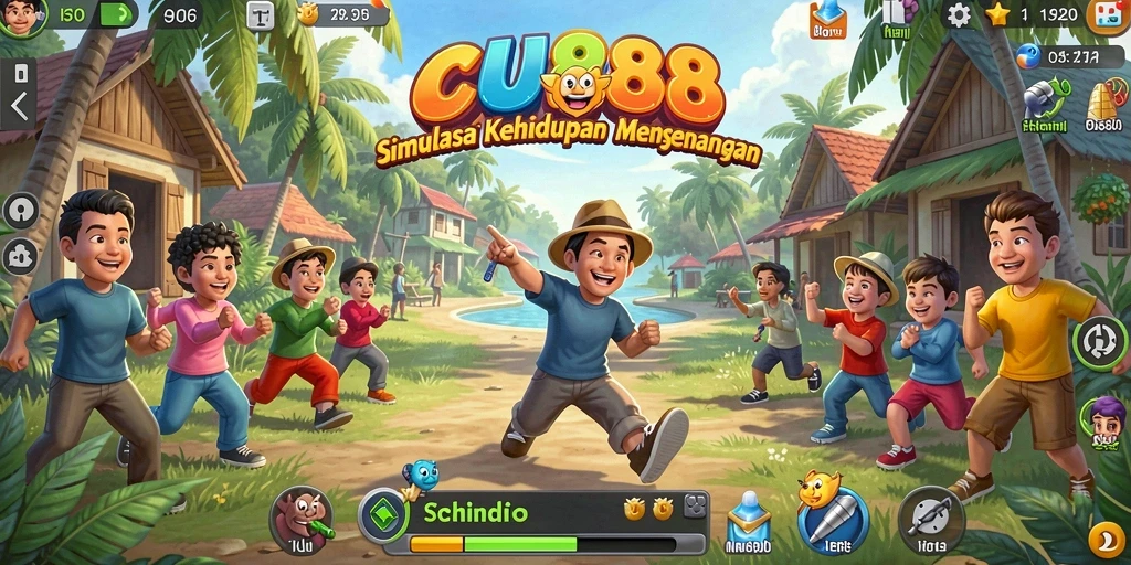 Tampilan gameplay simulator kehidupan CU888 yang menarik.