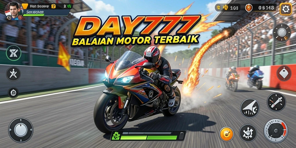 Tampilkan gameplay balapan motor yang mendebarkan di DAY777.