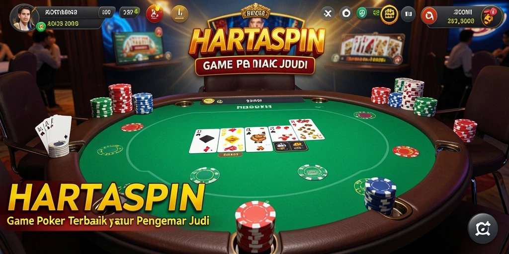 Tampilan gameplay HARTASPIN dengan atmosfer poker yang menarik.