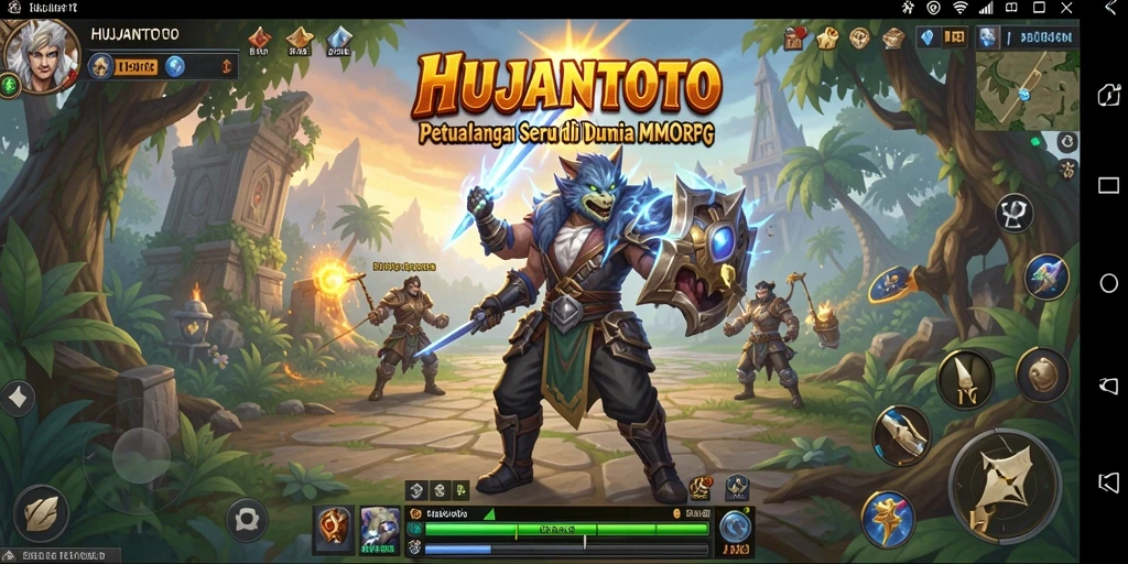 Screenshot gameplay HUJANTOTO menampilkan pertarungan epik di dunia fantasi.