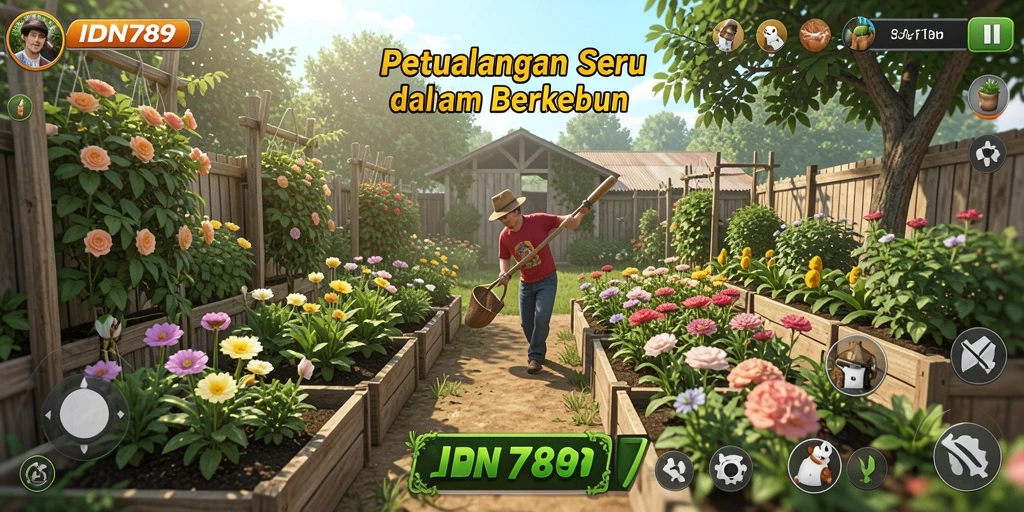 Tampilan gameplay IDN789 yang menakjubkan dan penuh warna dalam berkebun.