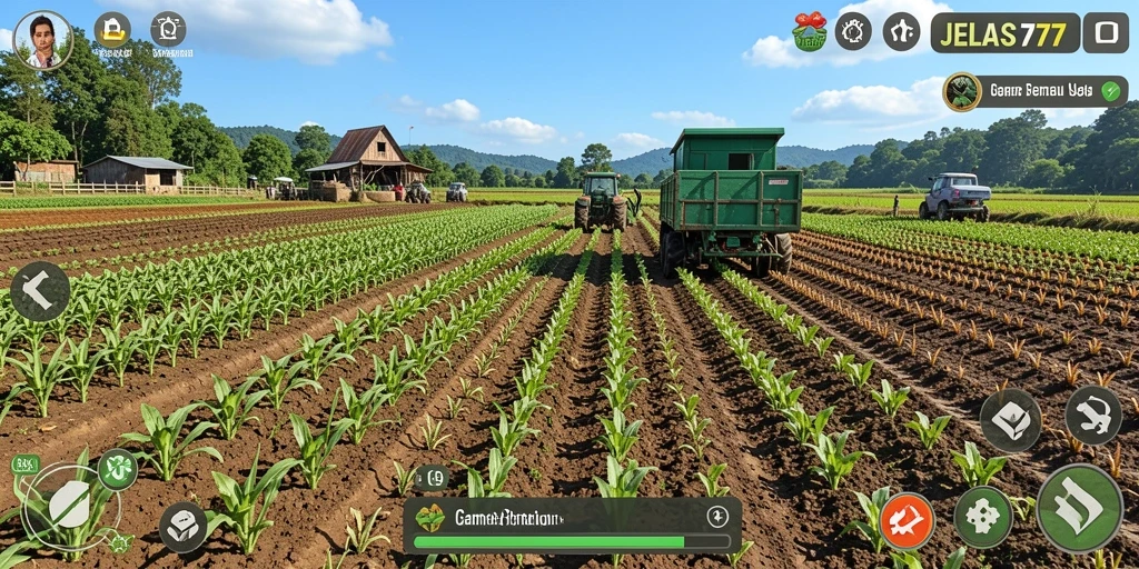 Tampilan gameplay pertanian di JELAS777 yang menawan dan interaktif.