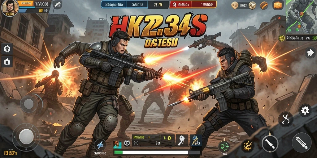 Screenshot K234 menampilkan aksi tembak-menembak yang intens.