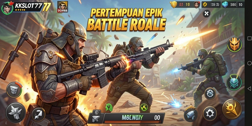 Tampilan gameplay mendebarkan dalam pertempuran Battle Royale KKSLOT777.