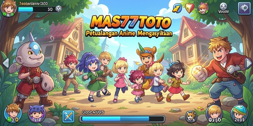 Tampilan gameplay seru dari MAS77TOTO dengan karakter anime menarik.