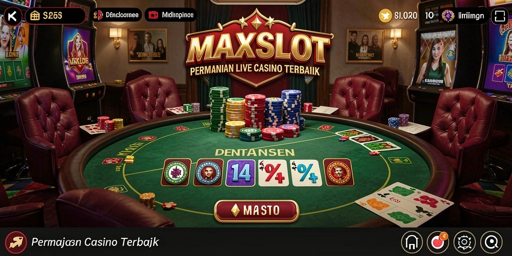 Screenshot gameplay Live Casino di MAXSLOT menampilkan dealer profesional dan suasana yang mendebarkan.