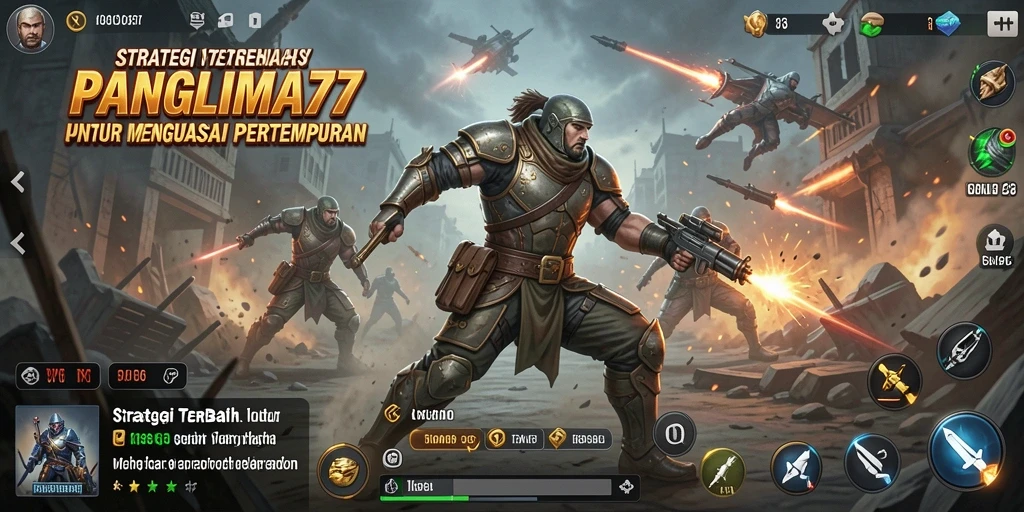 Tangkapan layar gameplay PANGLIMA77 yang menunjukkan pertempuran strategis.