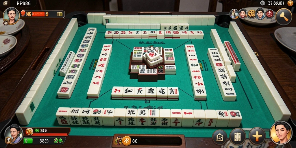 Tampilan gameplay seru dan menantang di RP886 Mahjong.