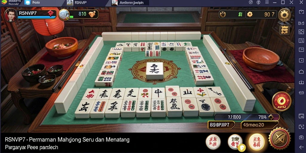 Tangkapan layar gameplay RSNVIP7 yang menampilkan tantangan Mahjong.