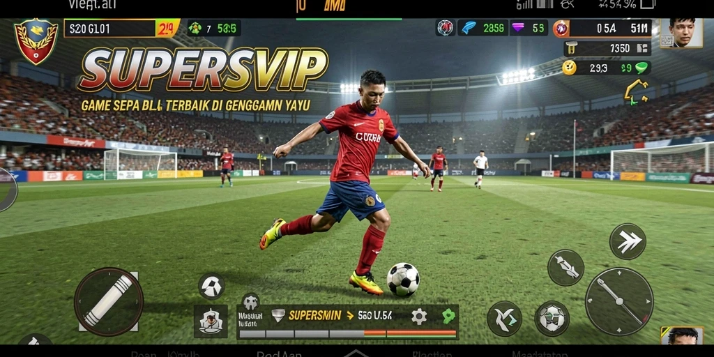 Screenshot SUPERSVIP menampilkan aksi mendebarkan dalam sepak bola.