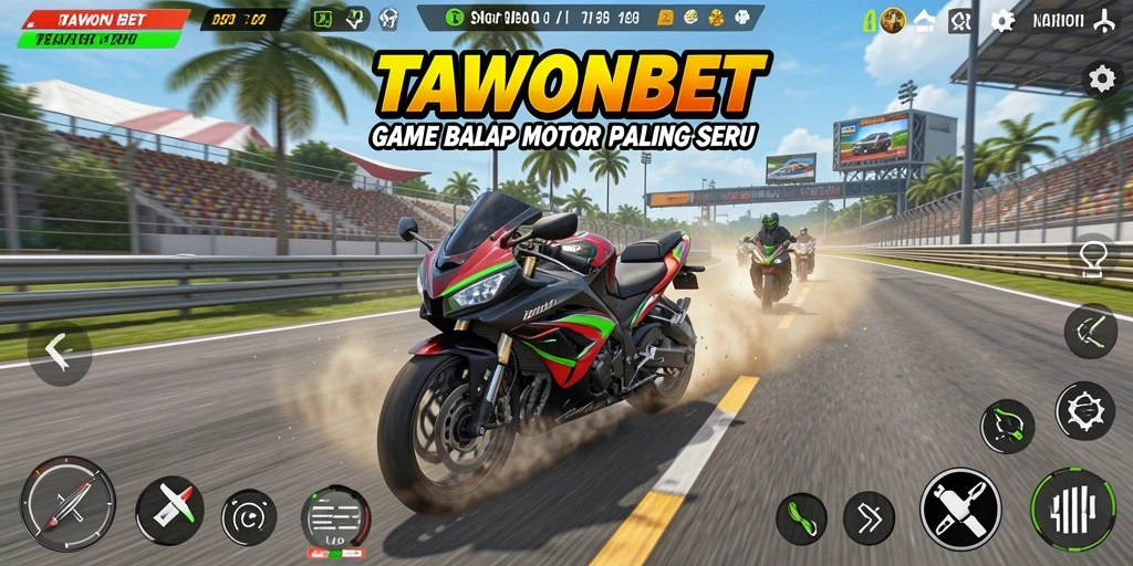 Tampilan gameplay balap motor yang mendebarkan dalam TAWONBET.