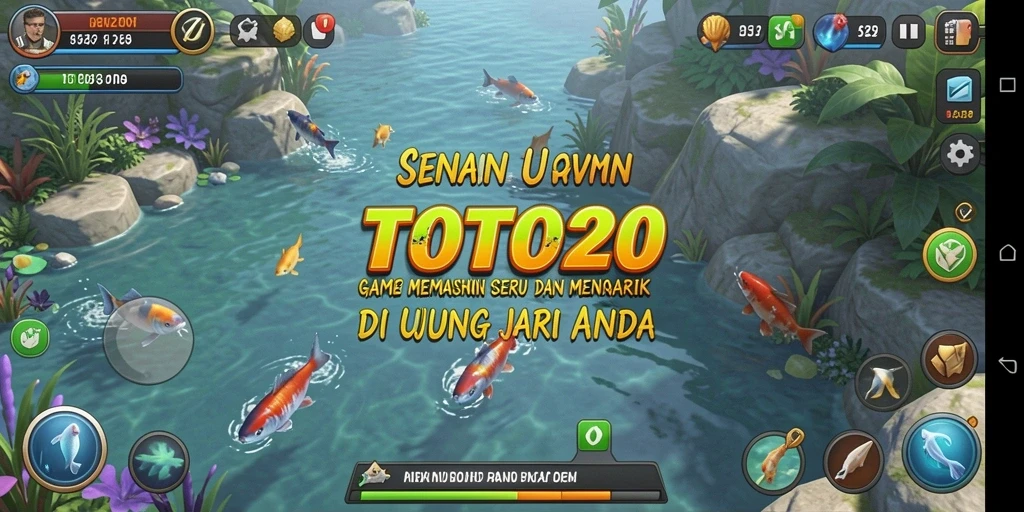 Screenshot gameplay TOTO20 yang menunjukkan aksi memancing yang seru.