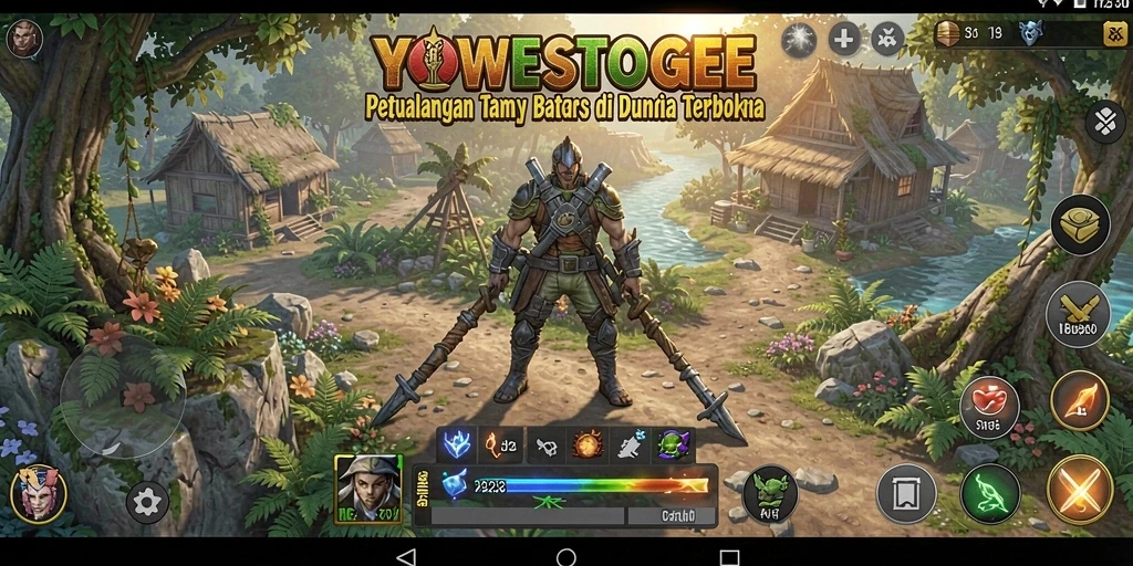 Screenshot gameplay YOWESTOGEL menunjukkan dunia terbuka penuh petualangan.